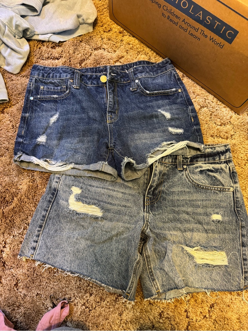 Classic Distressed Denim Shorts - Blue